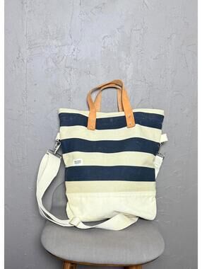 Canvas Striped Tote Bag/ Shoulder Bag from BLK PINE Workshop
